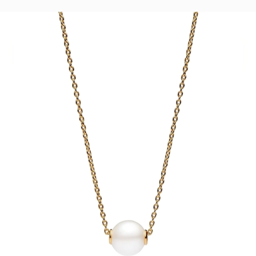 NWT PANDORA Elegant Gold and White Pearl Necklace